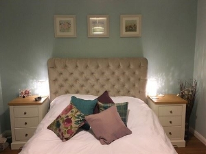 Pentlow King Bed in Brown Carrerra Velvet Hessian