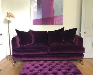 Helmsley 3 Seater Sofa and Pentlow Footstool in Portland Deep Purple