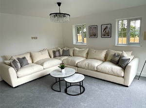 Hambledon Corner Sofa in Linwood Verde Eggshell
