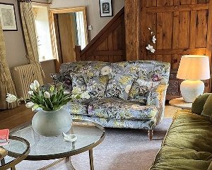 Kentwell 25 Seater Sofa in Clarke & Clarke Passiflora Slate Amethyst